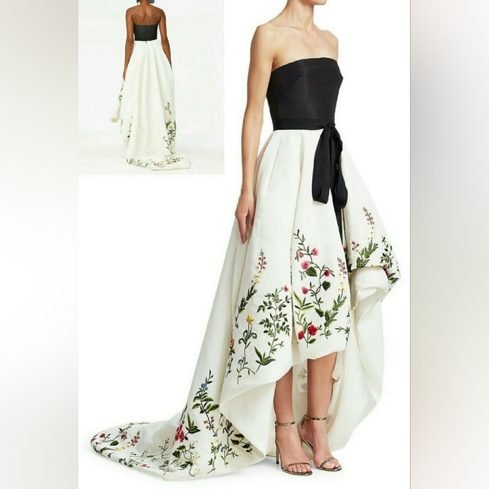 $12,000 NEW OSCAR DE LA RENTA SILK EMBROIDERED BOTANICAL GARDEN GOWN US 14 XL